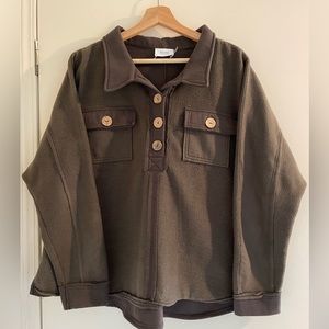 1/4 button up fleece hoodie, size L